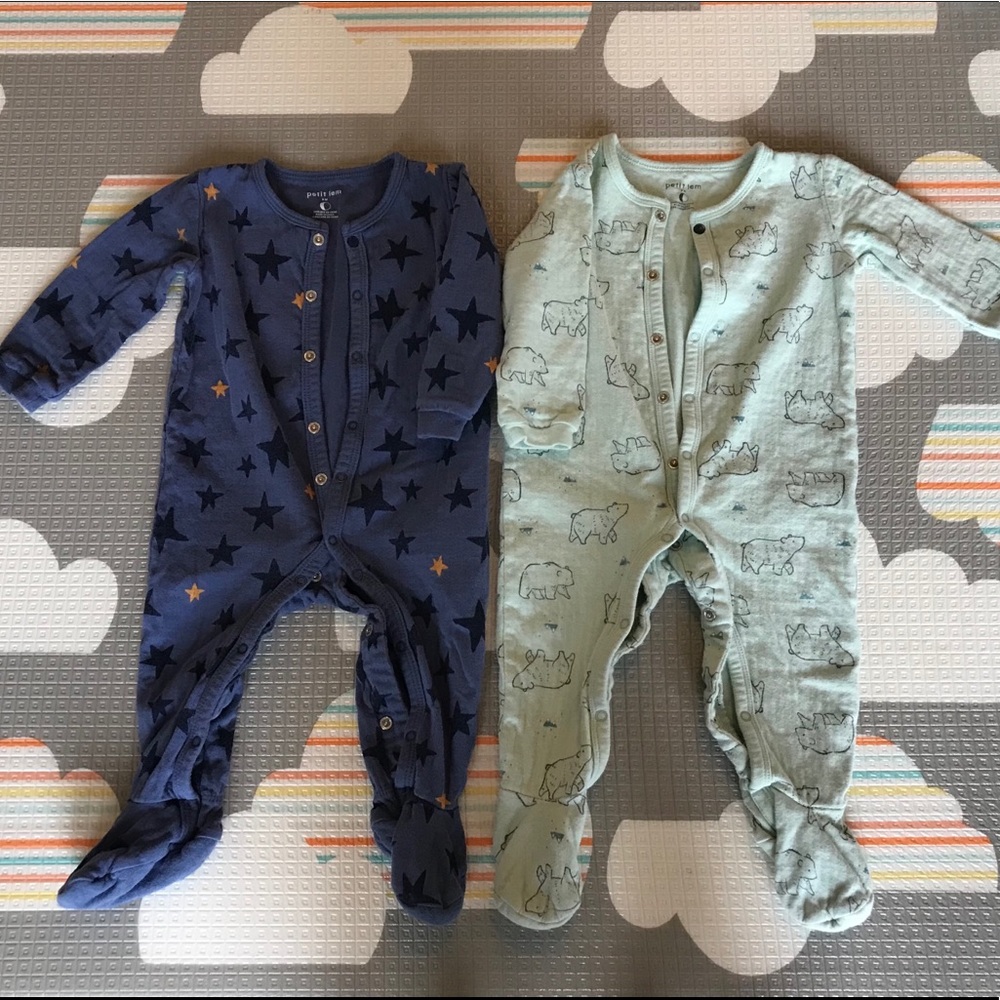 Set of two Petit Lem Baby Footed Sleepers